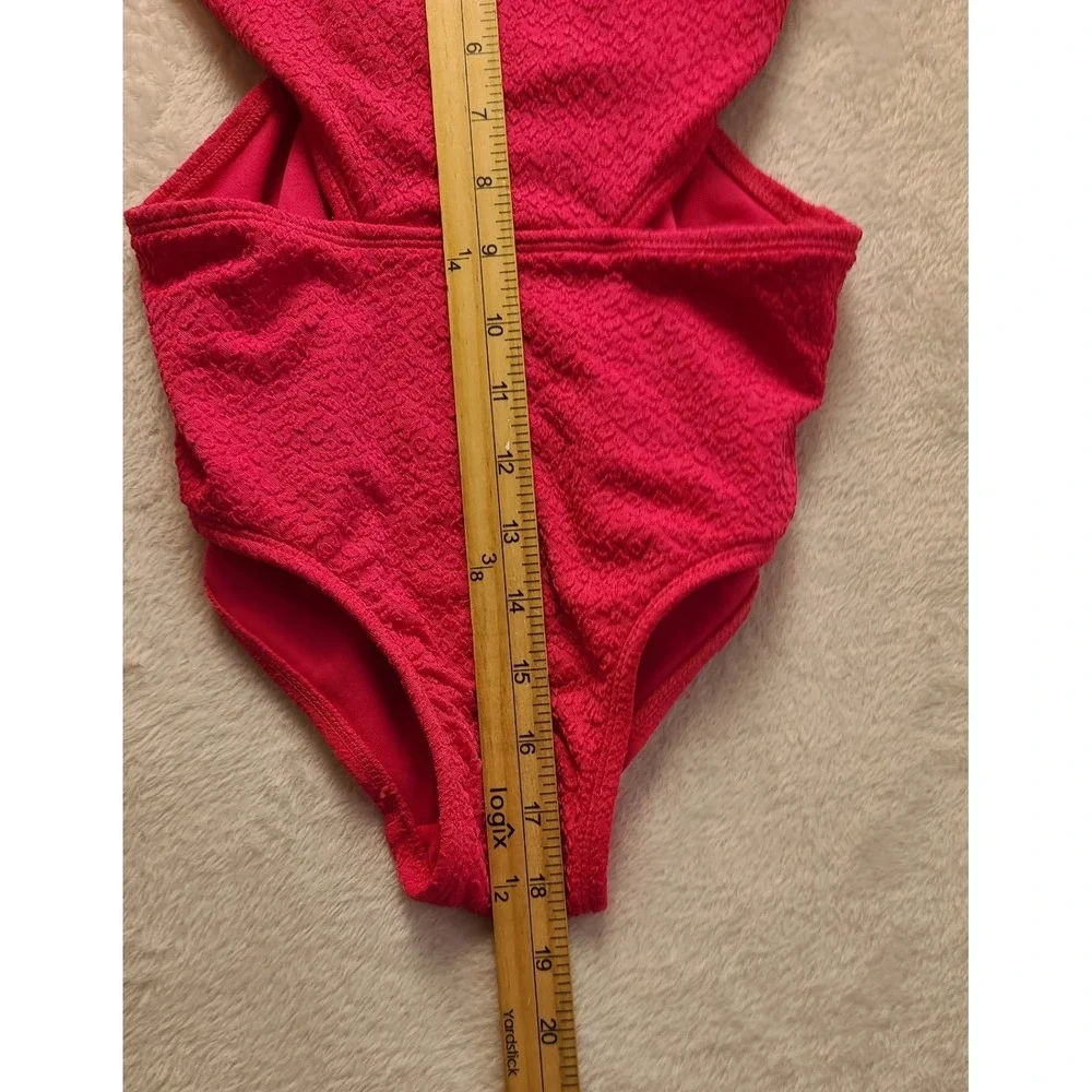 Art Class Girls Pink One Shoulder Scallop Cut Out One Piece Swimsuit L 10/12